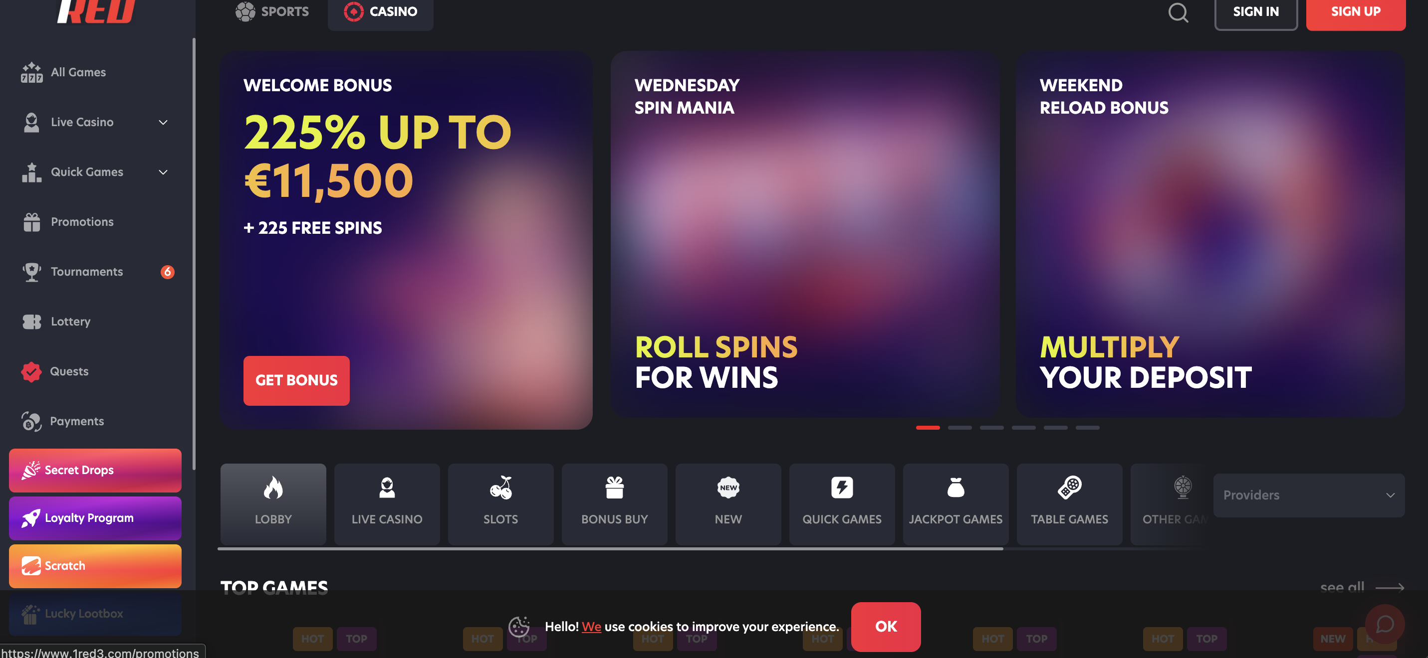 1Red Casino screenshot
